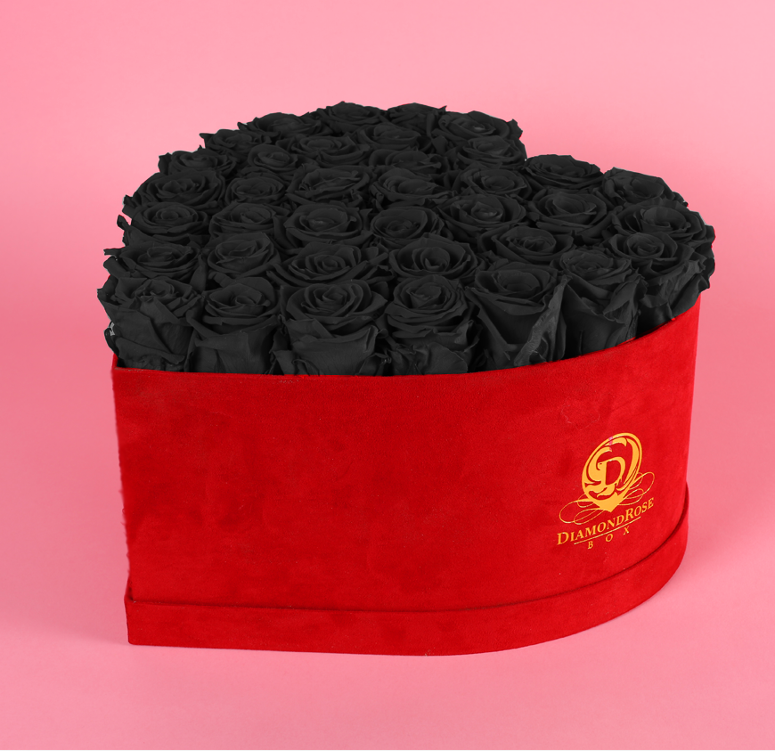 Red Velvet Heart Box with Large Roses Red Velvet Heart Box with Large Roses