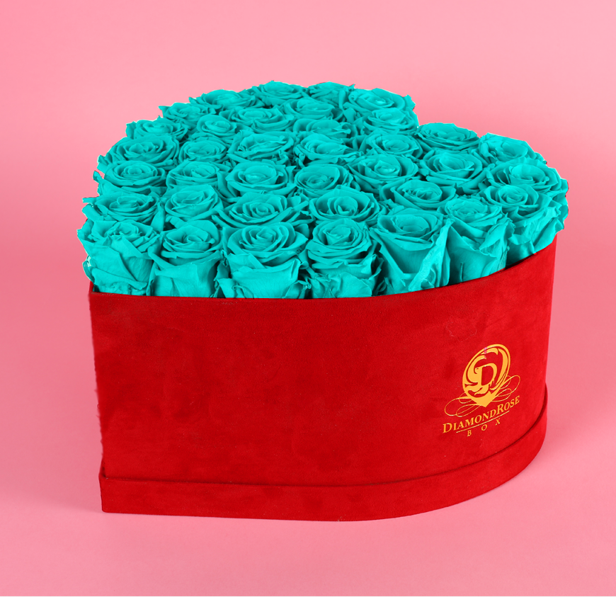 Red Velvet Heart Box with Large Roses Red Velvet Heart Box with Large Roses
