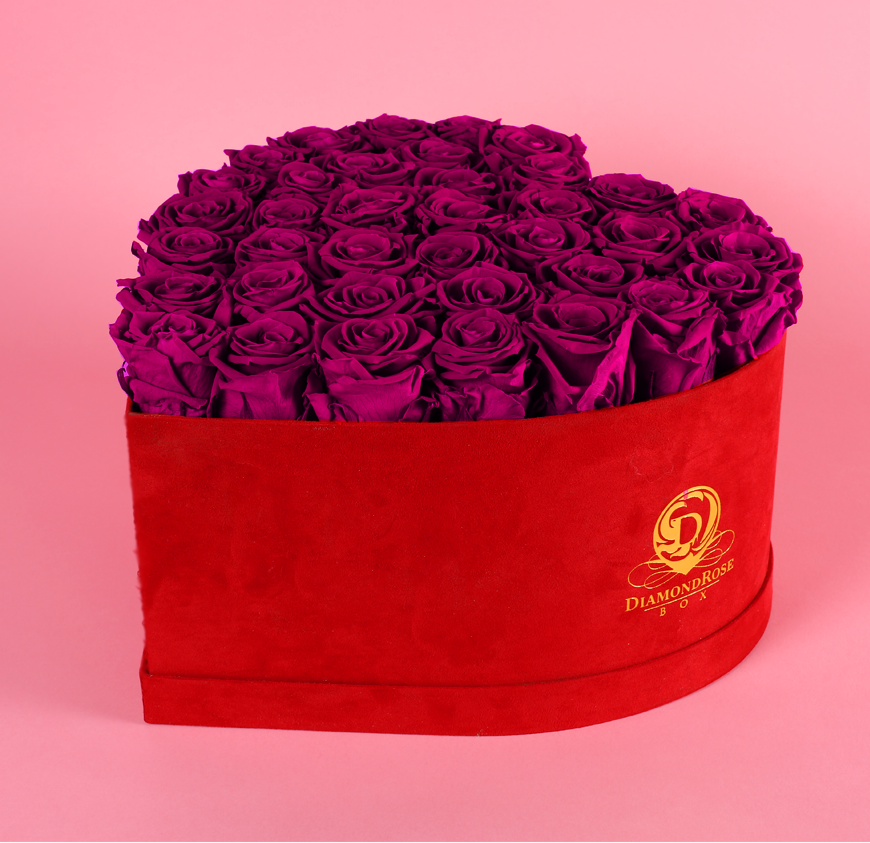 Red Velvet Heart Box with Large Roses Red Velvet Heart Box with Large Roses