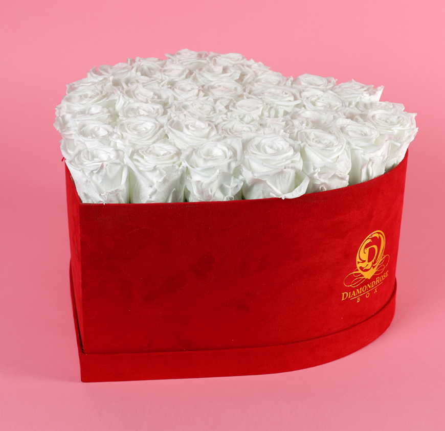 Red Velvet Heart Box with Large Roses Red Velvet Heart Box with Large Roses