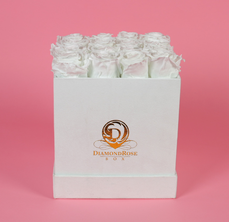 The White Velvet Emerald Rose Box The White Velvet Emerald Rose Box
