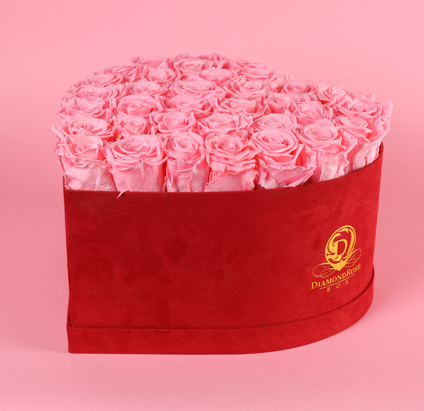 Red Velvet Heart Box with Large Roses